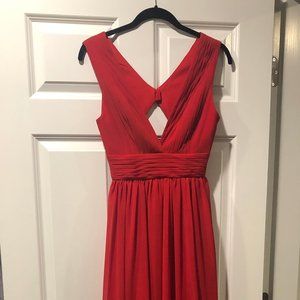 Fame And Partners Keyhole Red Slit Dress